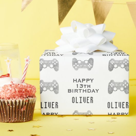 ゲーマービデオゲームコントローラー誕生日パーティー ラッピングペーパー (誕生日パーティー)