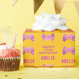 ゲーマービデオゲームコントローラー誕生日パーティー ラッピングペーパー