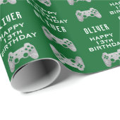 ゲーマービデオゲームコントローラー誕生日パーティー ラッピングペーパー (ロールコーナー)