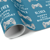 ゲーマービデオゲームコントローラー誕生日パーティー ラッピングペーパー (ロールコーナー)