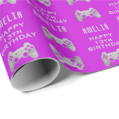 ゲーマービデオゲームコントローラー誕生日パーティー ラッピングペーパー (ロールコーナー)