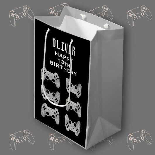 ゲーマービデオゲームコントローラ誕生日 ミディアムペーパーバッグ