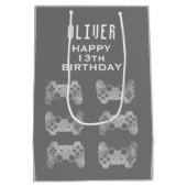 ゲーマービデオゲームコントローラ誕生日 ミディアムペーパーバッグ (裏面)