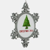 ゲーマーピクセル8ビットクリスマスツリーホリデイオーナメント スノーフレークピューターオーナメント (左)