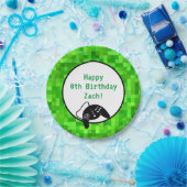 ゲーマーピクセル（緑） |誕生日カスタムパーティー ペーパープレート (パーティー)