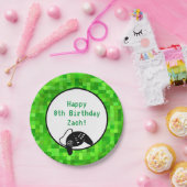 ゲーマーピクセル（緑） |誕生日カスタムパーティー ペーパープレート (パーティー)