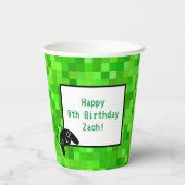 ゲーマーピクセル（緑） |誕生日カスタムパーティー 紙コップ (裏面)