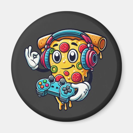 ゲーマーピザビデオゲーミングフード磁石 マグネット (正面)