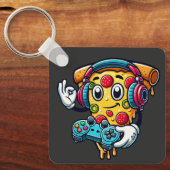 ゲーマーピザビデオゲームフードキーチェーン キーホルダー (正面)