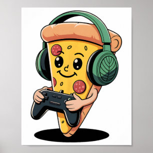 ゲーマーピザ ビデオゲーム 面白い食べ物 男性 少年 子供 ポスター