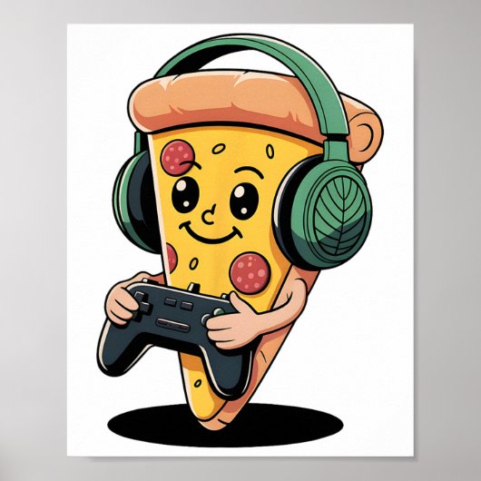 ゲーマーピザ ビデオゲーム 面白い食べ物 男性 少年 子供 ポスター (正面)