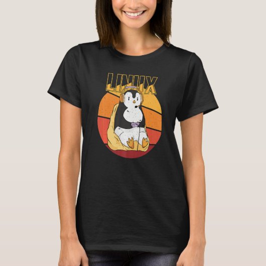 ゲーマーペンギン Linux ルートパーティー ネルド プログラマー コム Tシャツ (正面)