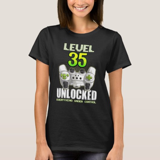 ゲーマーボーイズ女の子35誕生日レベル35ロック解除3 Tシャツ (正面)