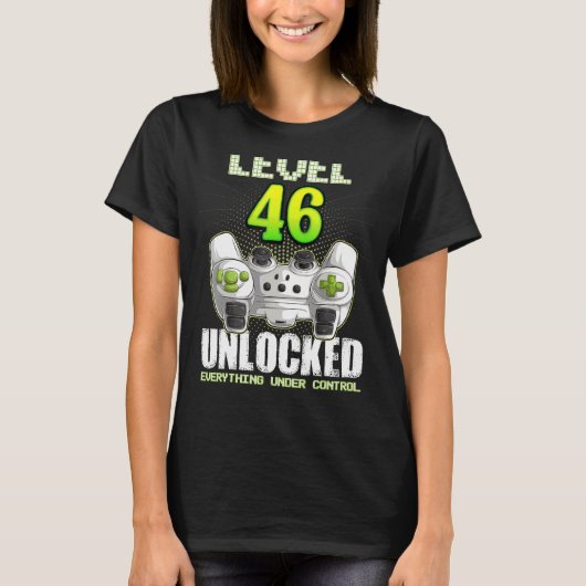 ゲーマーボーイズ女の子46誕生日レベル46ロック解除4 Tシャツ (正面)