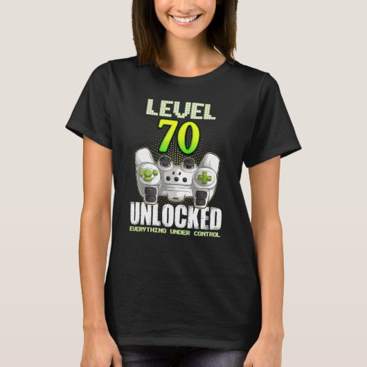ゲーマーボーイズ女の子70誕生日レベル70ロック解除7 Tシャツ (正面)