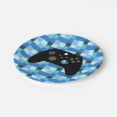 ゲーマーボーイブルーピクセル誕生日 ペーパープレート (アングル)