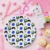 ゲーマーボーイブルーピクセル誕生日 ペーパープレート (パーティー)