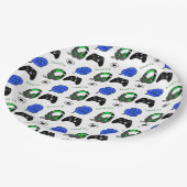 ゲーマーボーイブルーピクセル誕生日 ペーパープレート (アングル)