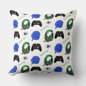 ゲーマーボーイブルー、ライムグリーンとブラック クッション (正面)