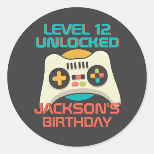 ゲーマーボーイレベルのアンロックされたビデオゲーム子供の誕生日 ラウンドシール