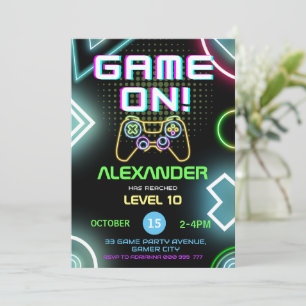 ゲーマーボーイ10thネオン誕生日パーティー 招待状