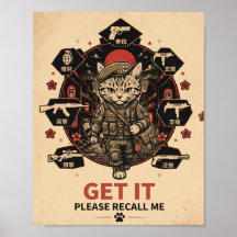 ゲーマーポスター 戦術ソルジャー猫 Please Recall Me
