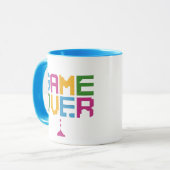 ゲーマーマグ – レトロピクセルゲーム風コーヒー マグカップ (正面左)