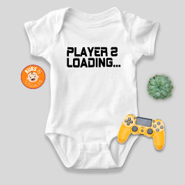 ゲーマーママの妊娠発表 プレイヤー2ロード中 ベビーボディスーツ