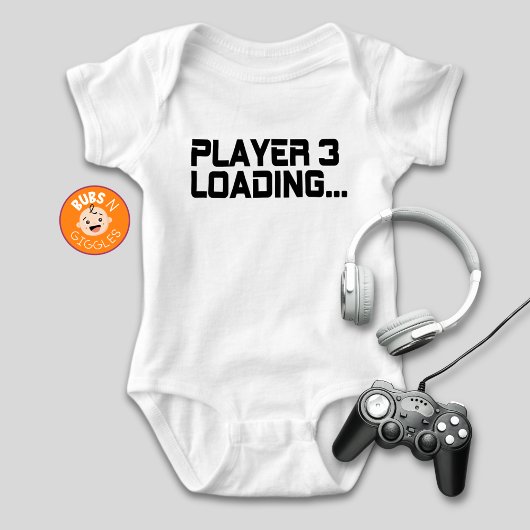 ゲーマーママの妊娠発表 プレイヤー3ロード中 ベビーボディスーツ