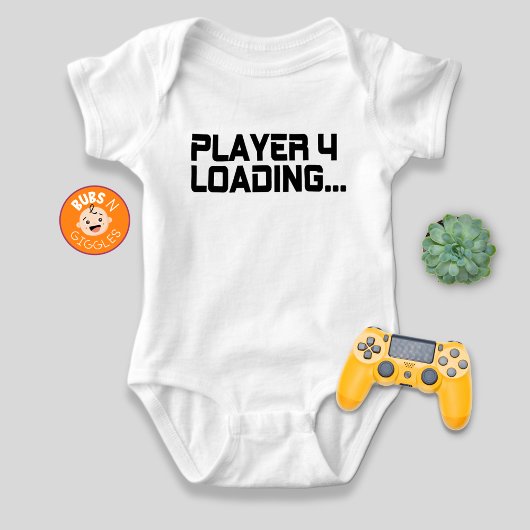 ゲーマーママの妊娠発表 プレイヤー4ロード中 ベビーボディスーツ