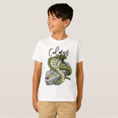 ゲーマーモダンキュートなキッズビデオゲーマー Tシャツ (正面フル)