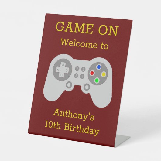 ゲーマーモダン任意の年齢の誕生日パーティーへようこそ 台座サイン (正面)