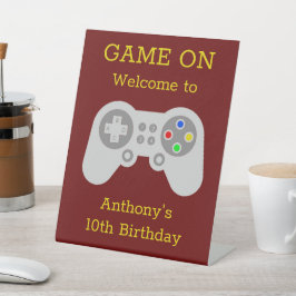 ゲーマーモダン任意の年齢の誕生日パーティーへようこそ 台座サイン