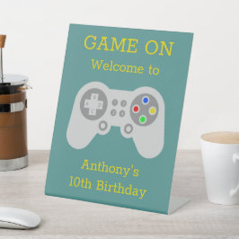 ゲーマーモダン任意の年齢の誕生日パーティーへようこそ 台座サイン