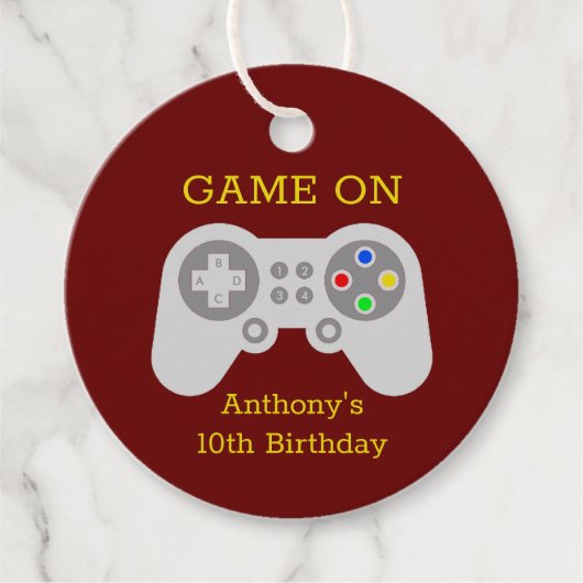 ゲーマーモダン任意の年齢の誕生日パーティー フェイバータグ (正面)