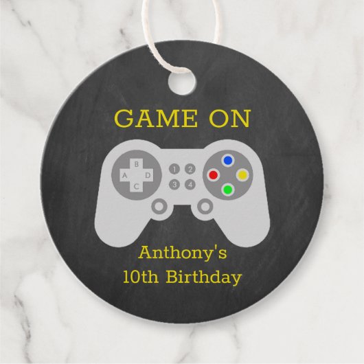 ゲーマーモダン任意の年齢の誕生日パーティー フェイバータグ (正面)
