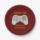 ゲーマーモダン任意の年齢の誕生日パーティー ペーパープレート (正面)