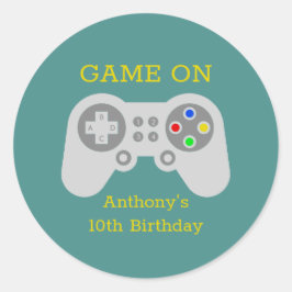 ゲーマーモダン任意の年齢の誕生日パーティー ラウンドシール