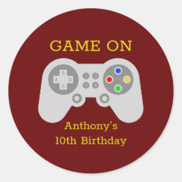 ゲーマーモダン任意の年齢の誕生日パーティー ラウンドシール