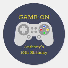 ゲーマーモダン任意の年齢の誕生日パーティー ラウンドシール