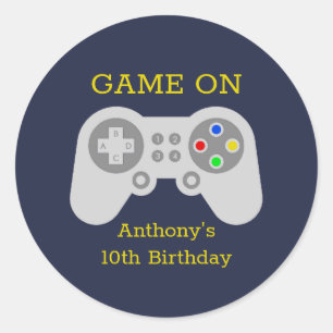 ゲーマーモダン任意の年齢の誕生日パーティー ラウンドシール