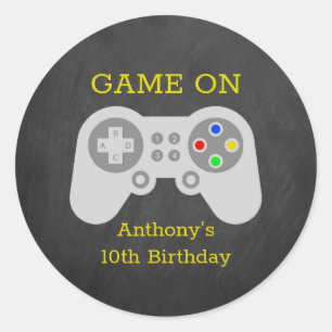ゲーマーモダン任意の年齢の誕生日パーティー ラウンドシール