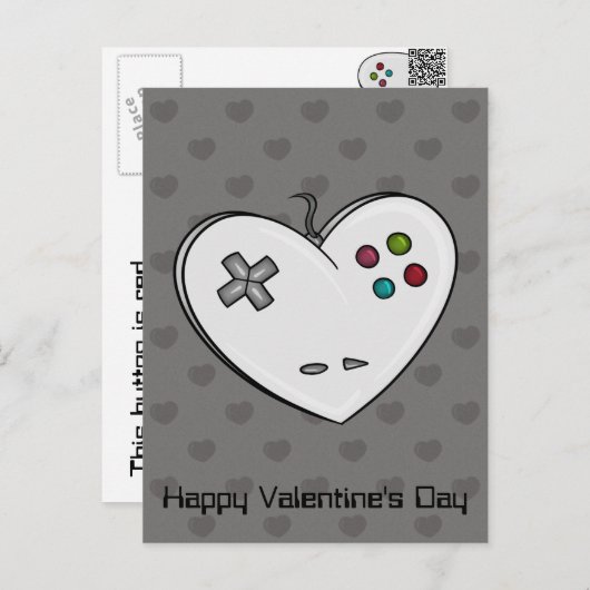 ゲーマーラブコントローラーハートバレンタイン シーズンポストカード (正面/裏面)