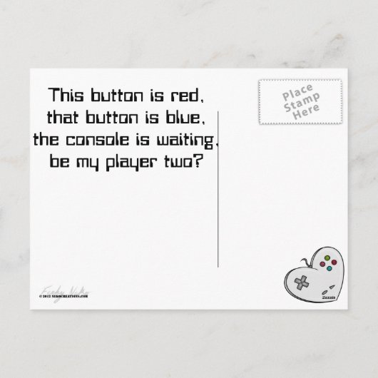 ゲーマーラブコントローラーハートバレンタイン シーズンポストカード (裏面)