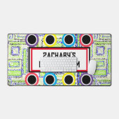 ゲーマールームジオメトリックグリーンブルーサークル星 デスクマット (キーボード&マウス)