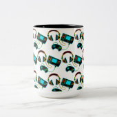 ゲーマーレトロネオンパターン ツートーンマグカップ (中央)