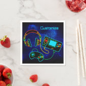 ゲーマーレトロネオンブルー スタンダードカクテルナプキン (インサイチュ)