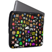 ゲーマーレトロピクセルビデオゲームアイコンのラップ紙 ラップトップスリーブ (正面右)