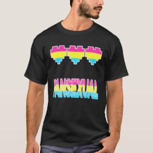 ゲーマーレトロプライドパンセクシャルゲーマーピクセルハートケ Tシャツ