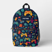 ゲーマーレトロヴィンテージビデオゲーム名前をカスタムする プリントバックパック (正面)